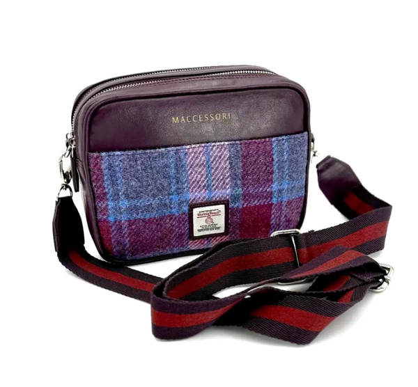 Harris Tweed Camera Bag- Pink and Blue Tartan