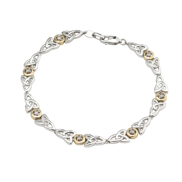 Sterling Silver and 10K Gold Trinity Knot Bracelet