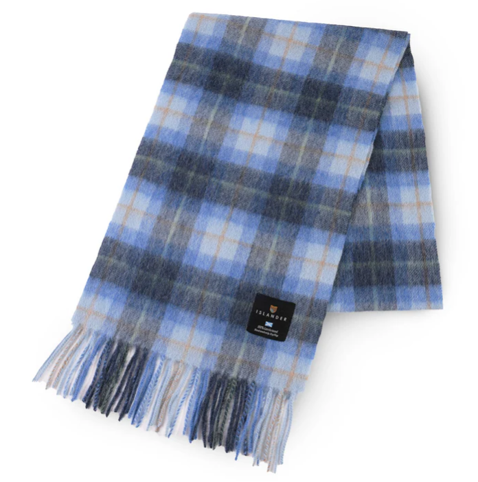 Islander Lambswool Scarf- Blue Tartan