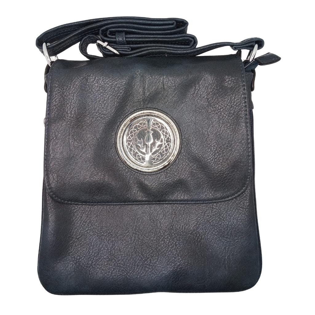 Scottish Thistle Expandable Shoulder Bag- Navy