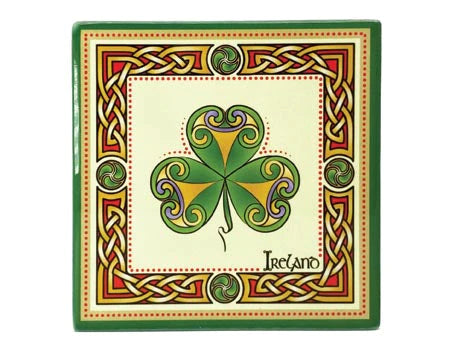 Celtic Knot Shamrock Ceramic Coaster