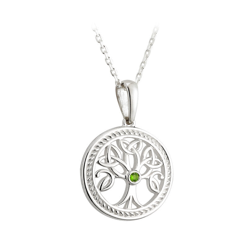 Sterling Silver Trinity Knot Tree of Life Necklace- Large