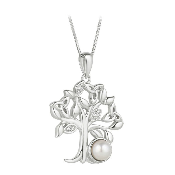 Freshwater Pearl Sterling Silver Tree of Life Necklace