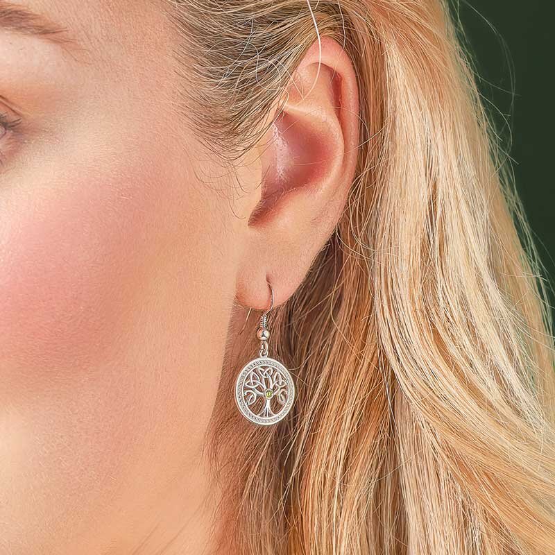 Sterling Silver Trinity Knot Tree of Life Drop Earrings