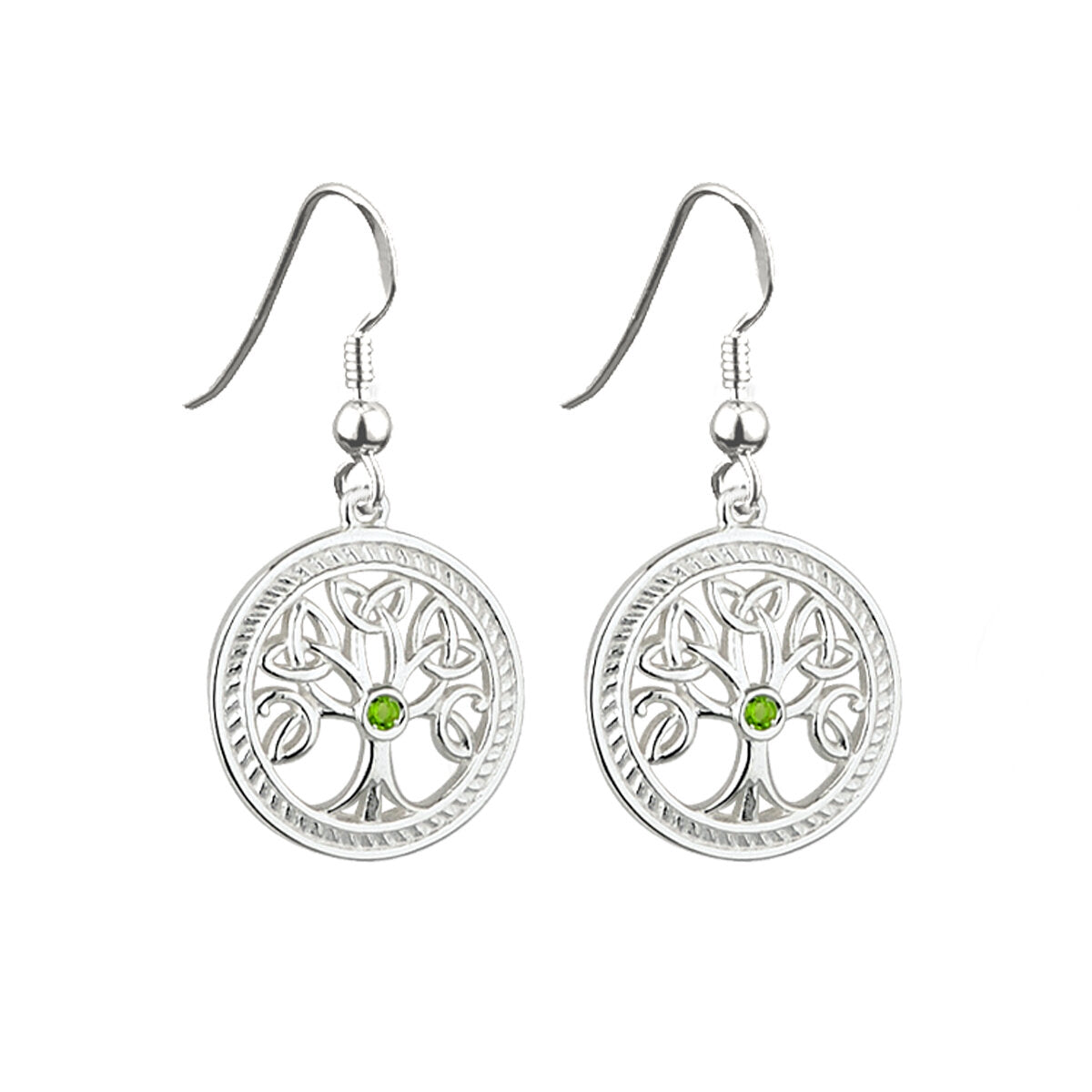 Sterling Silver Trinity Knot Tree of Life Drop Earrings