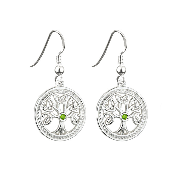 Sterling Silver Trinity Knot Tree of Life Drop Earrings