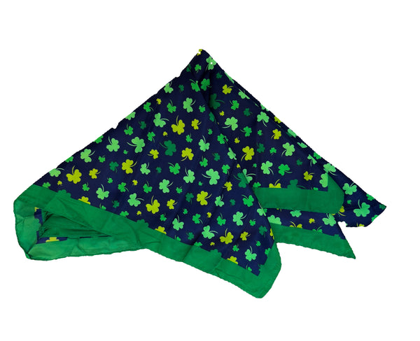 Double Sided Square Shamrock Scarf- Green/Navy