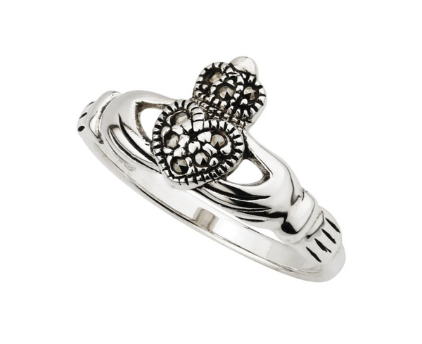 Sterling Silver and Marcasite Claddagh Ring