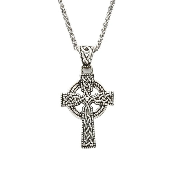 Sterling Silver Intricately Detailed Celtic Cross Necklace