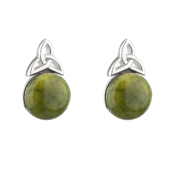 Connemara Marble and Sterling Silver Trinity Knot Stud Earrings
