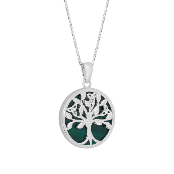 Sterling Silver Malachite Tree of Life Necklace