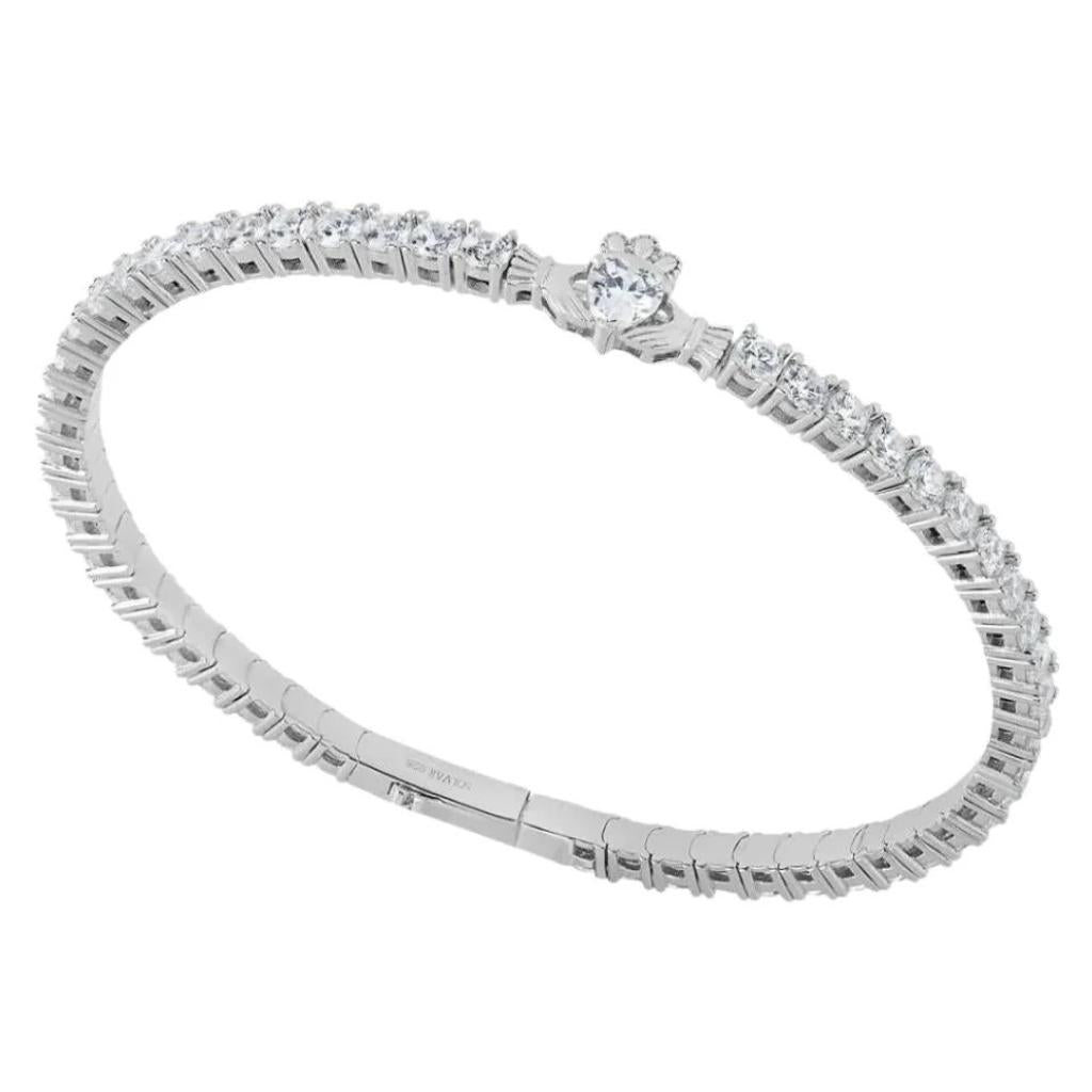 Sterling Silver CZ Claddagh Tennis Bracelet