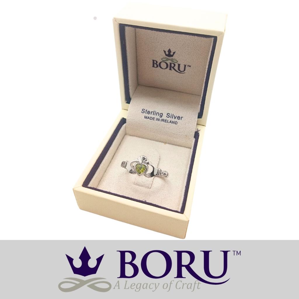 Sterling Silver Claddagh Birthstone Rings