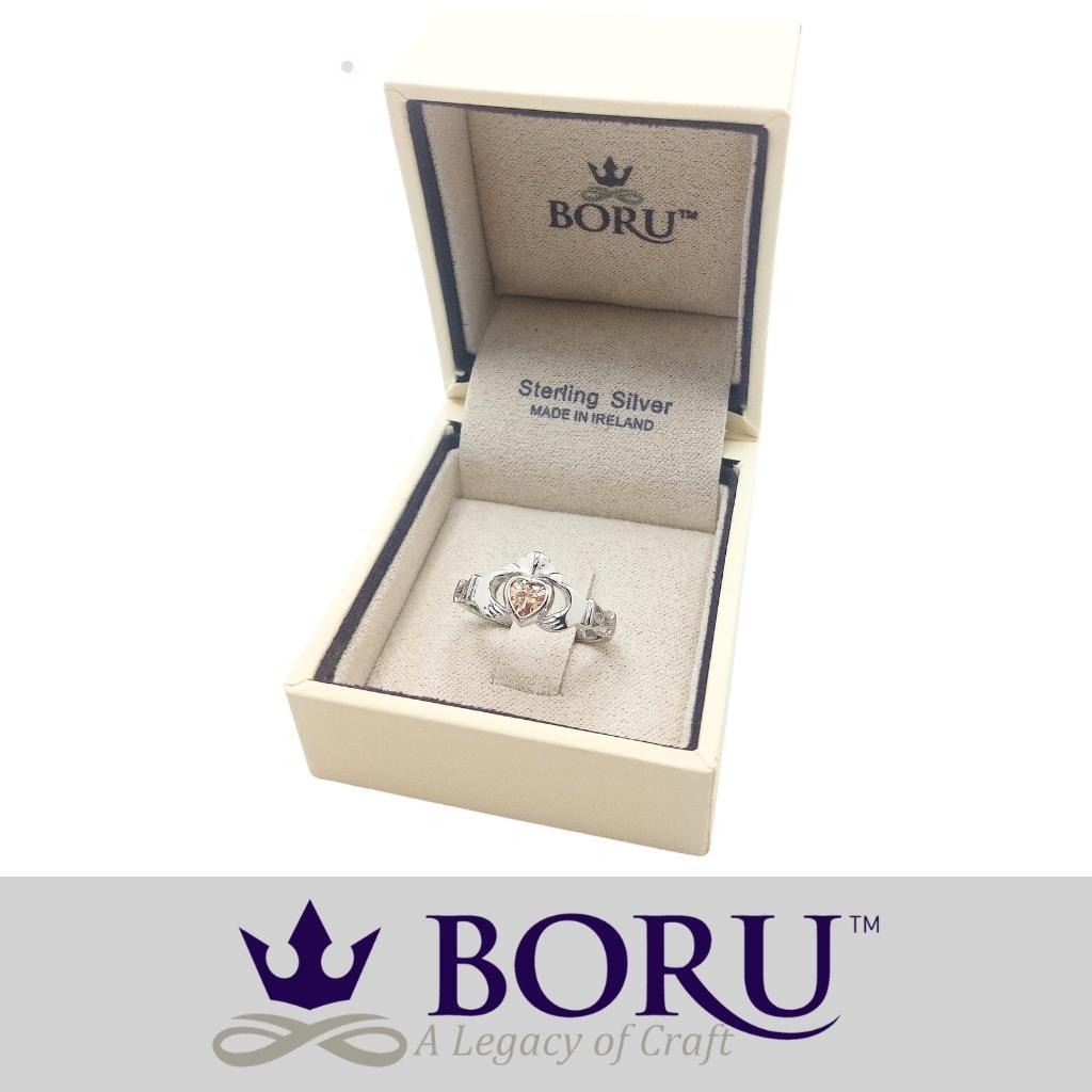 Sterling Silver Claddagh Birthstone Rings
