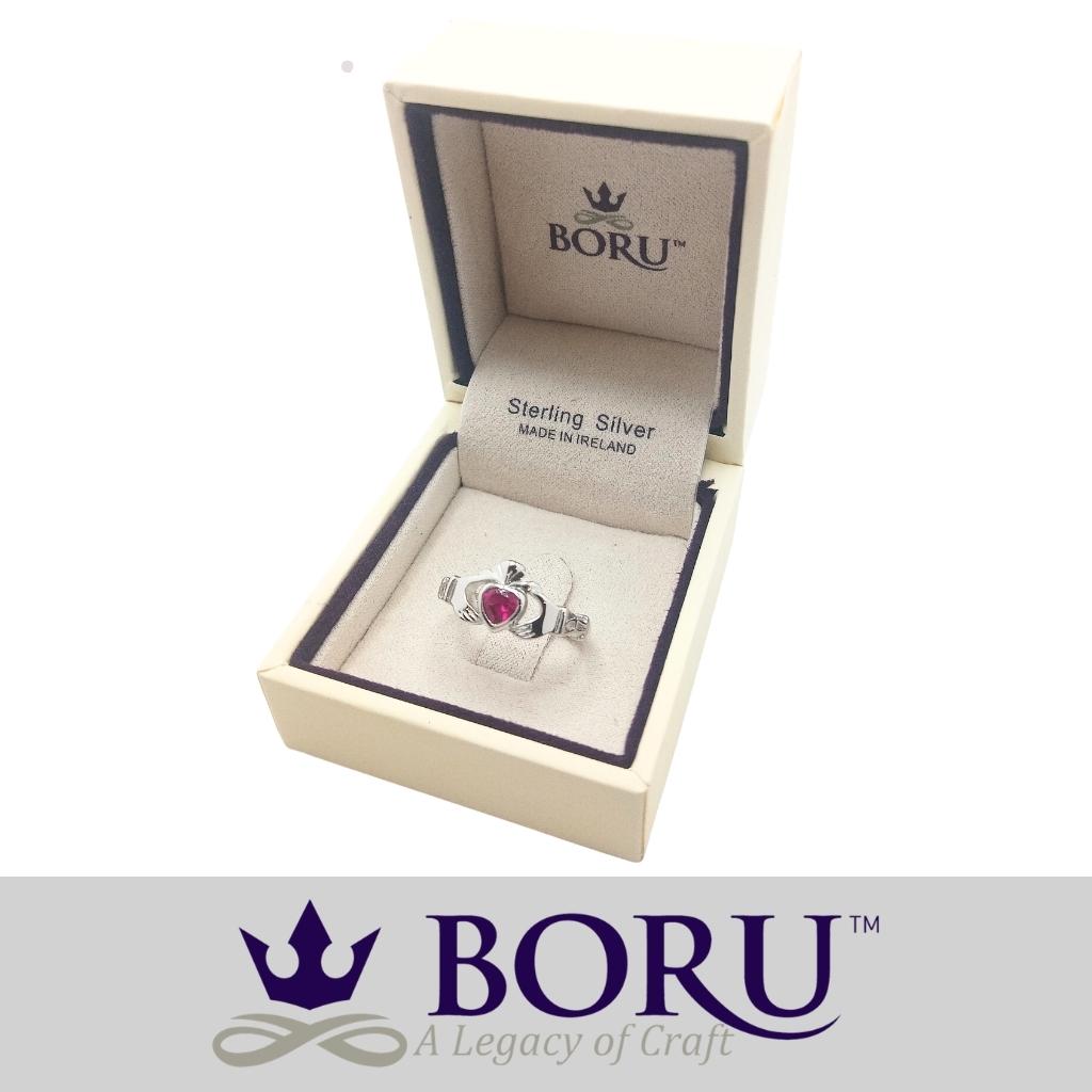Sterling Silver Claddagh Birthstone Rings