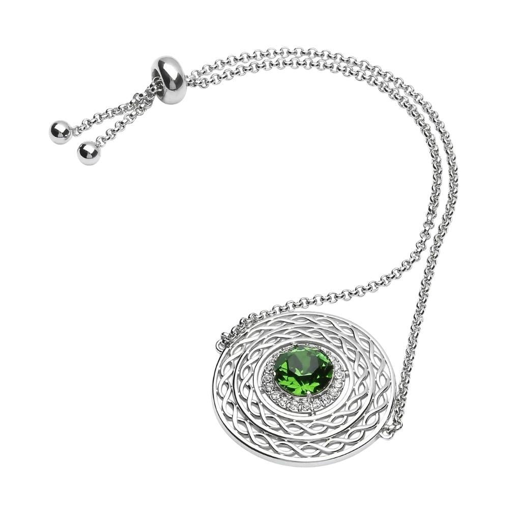 Sterling Silver Crystal Adorned Celtic Knot Halo Bracelet