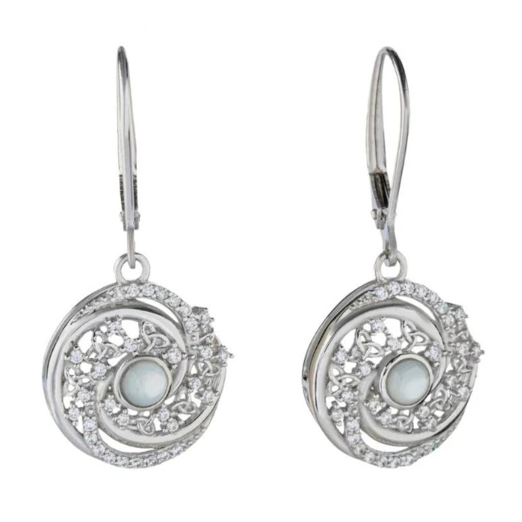 Sterling Silver Trinity Swirl Mother of Pearl Arianrhod Earrings