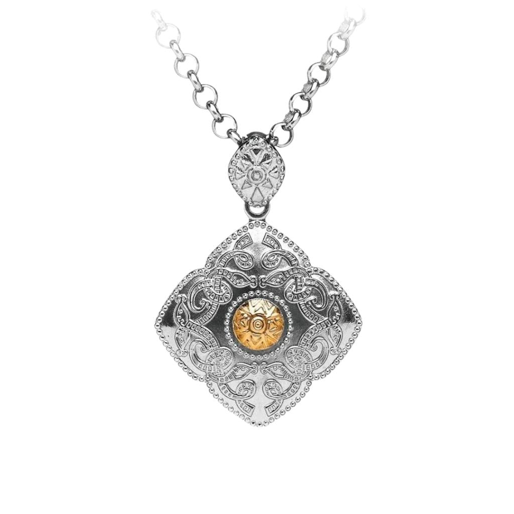 Sterling Silver and 18k Gold Celtic Kite Shield Necklace
