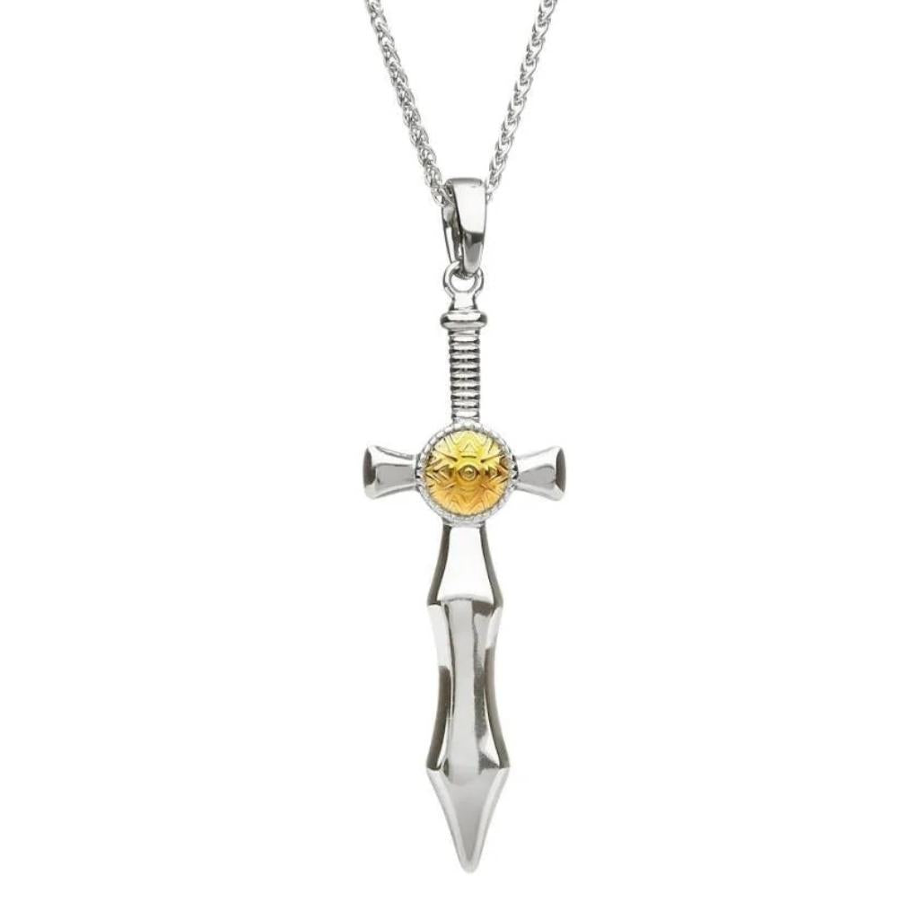 Sterling Silver and 18k Gold Nuada Sword Necklace- Small