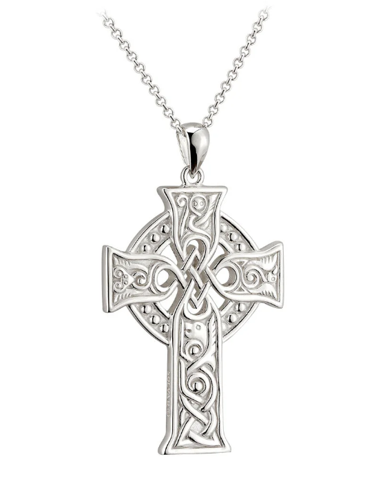 Sterling Silver Four Apostles Celtic Cross Necklace- Large