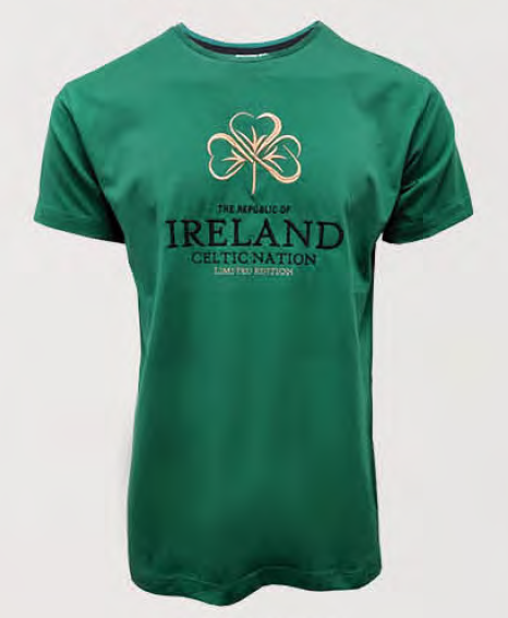 Republic of Ireland Embroidered Shamrock Green T-Shirt
