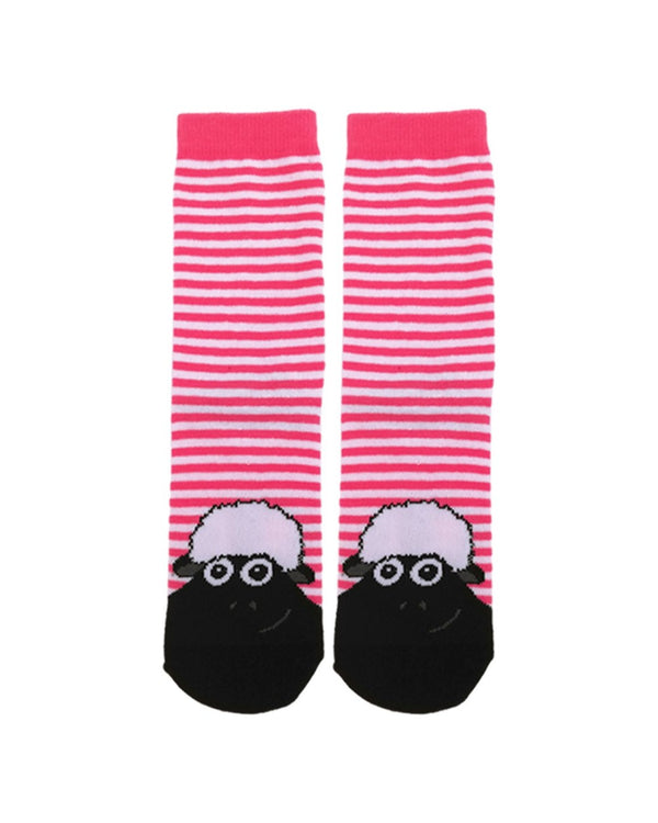 Traditional Craft Pink/ White Stripe Sheep Kids Socks