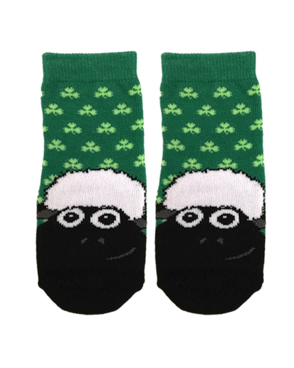 Traditional Craft Green/ White Shamrock Sheep Kids Socks