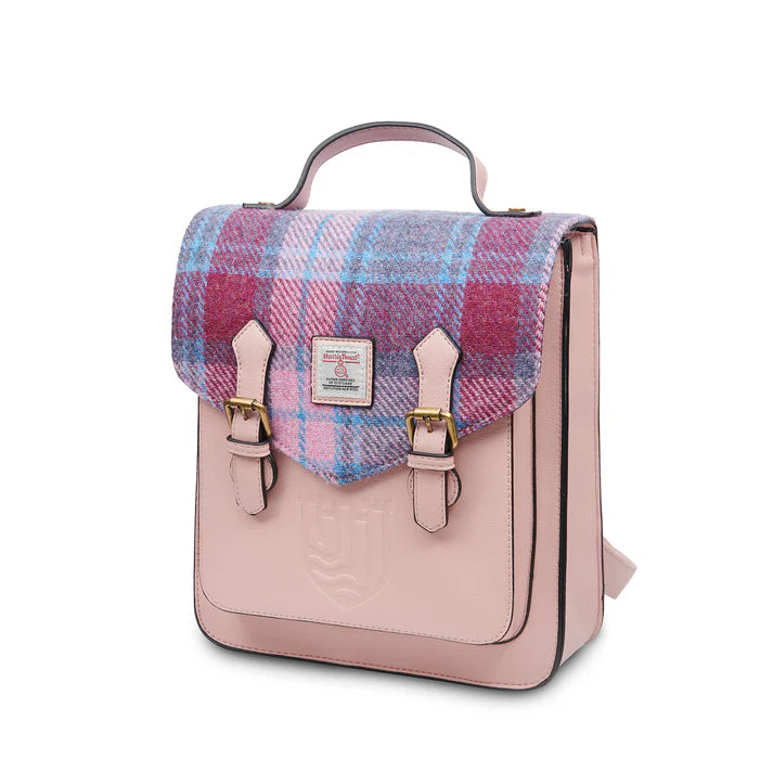 Islander Harris Tweed The Calton Backpack 'Pink and Blue Tartan'