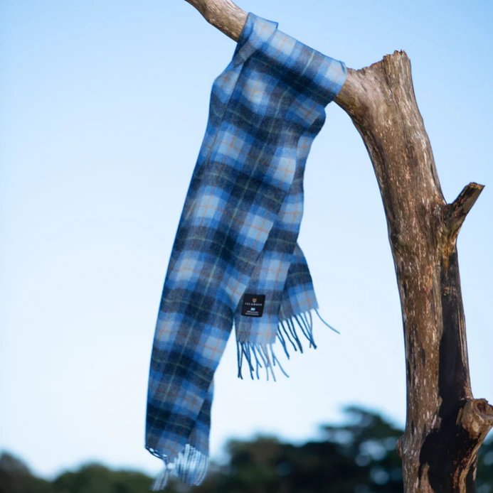 Islander Lambswool Scarf- Blue Tartan