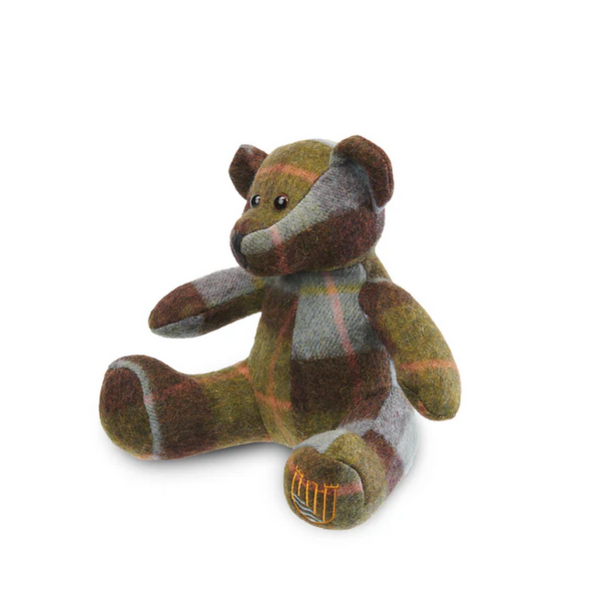 The Islander Lambswool Teddy Bear- Chestnut and Blue Tartan