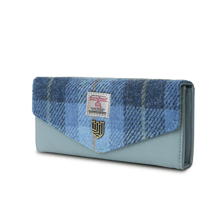 Islander Harris Tweed Large Clasp Clutch Purse 'Violet Mini Dogtooth'