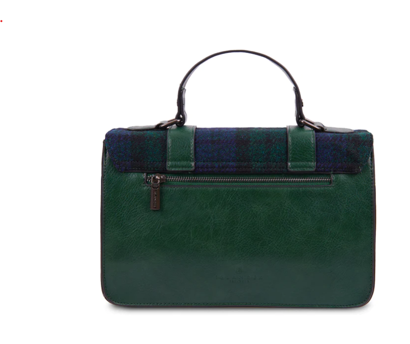 Islander Harris Tweed Large Satchel 'Blue Tartan'