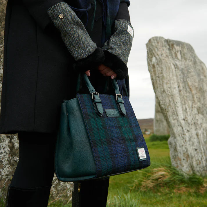 Islander Harris Tweed Medium Caillie Tote 'Black Watch Tartan'