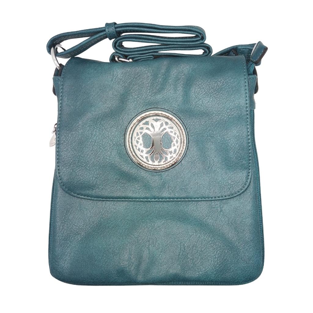 Tree of Life Expandable Shoulder Bag- Teal