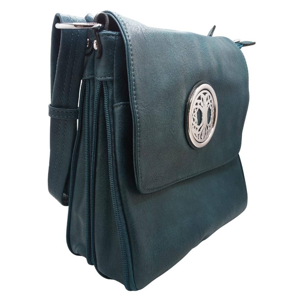 Tree of Life Expandable Shoulder Bag- Teal