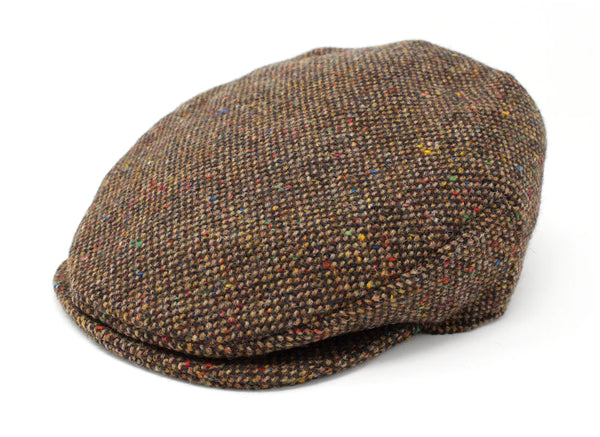 Hanna Hats Tweed Donegal Touring Cap- New Brown