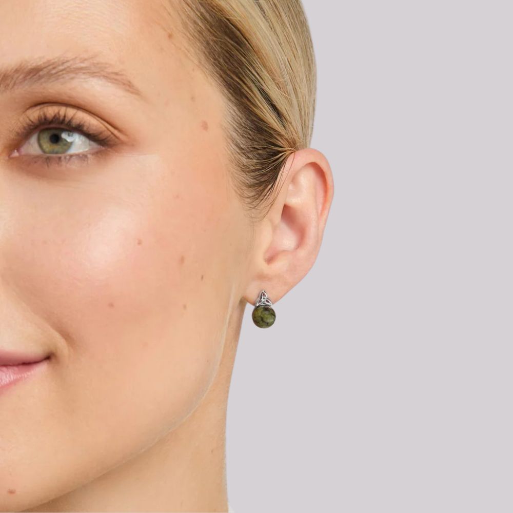 Connemara Marble and Sterling Silver Trinity Knot Stud Earrings