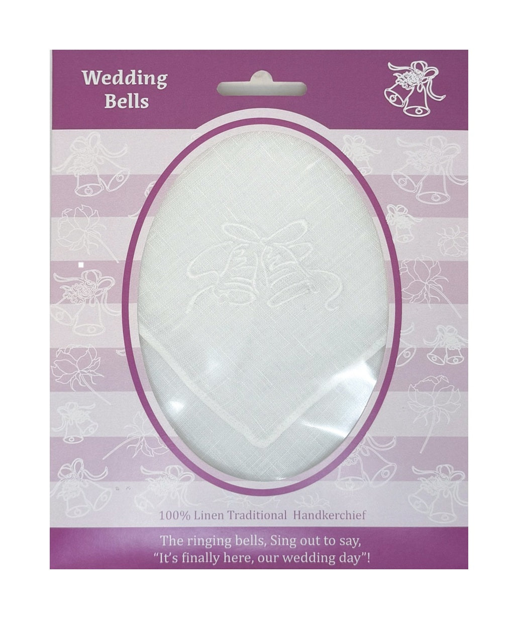 Wedding Bells Embroidered Irish Linen Handkerchief