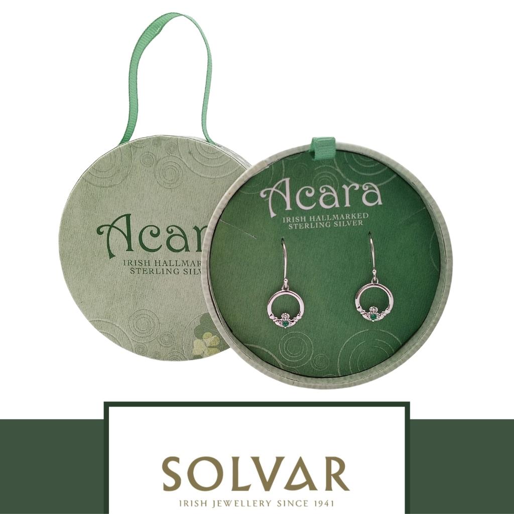 Acara Sterling Silver Claddagh Drop Earrings by Solvar Jewelry - Earrings