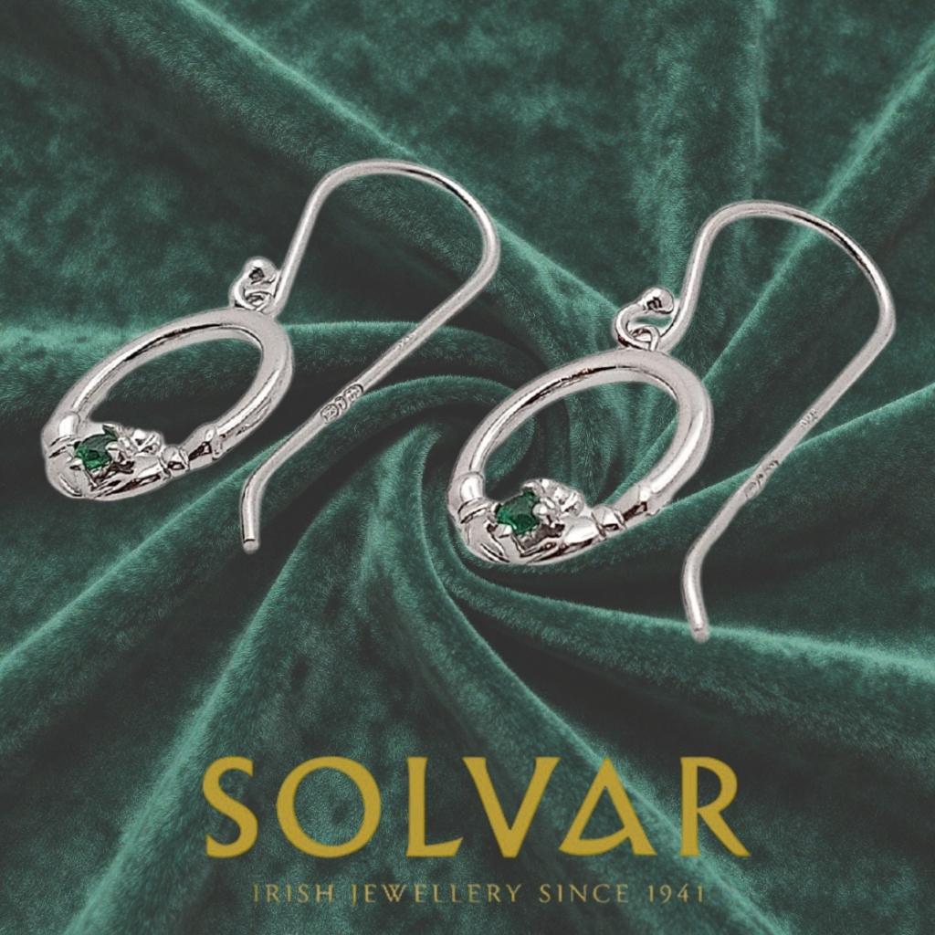 Acara Sterling Silver Claddagh Drop Earrings by Solvar Jewelry - Earrings