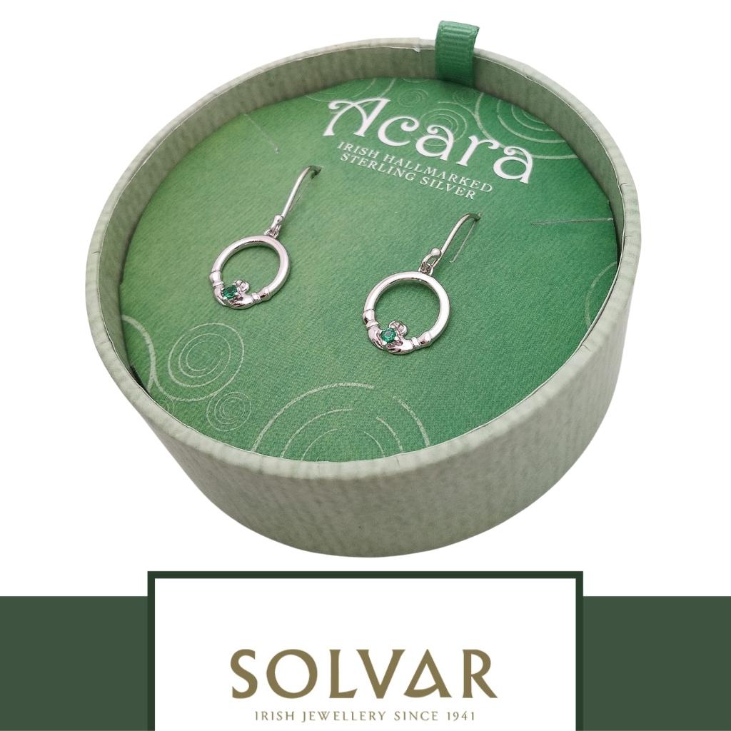 Acara Sterling Silver Claddagh Drop Earrings by Solvar Jewelry - Earrings