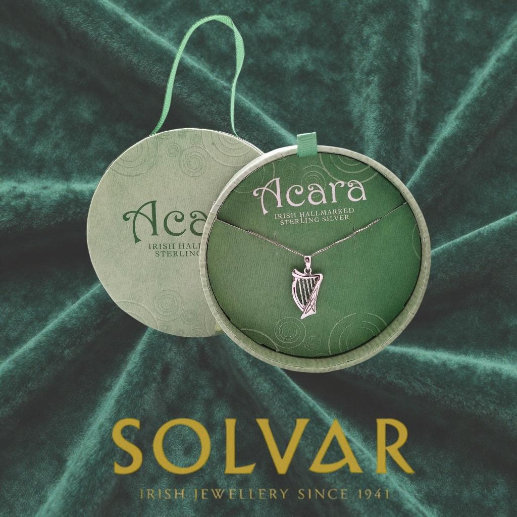 Acara Sterling Silver Irish Harp Necklace by Solvar Jewelry - Necklaces
