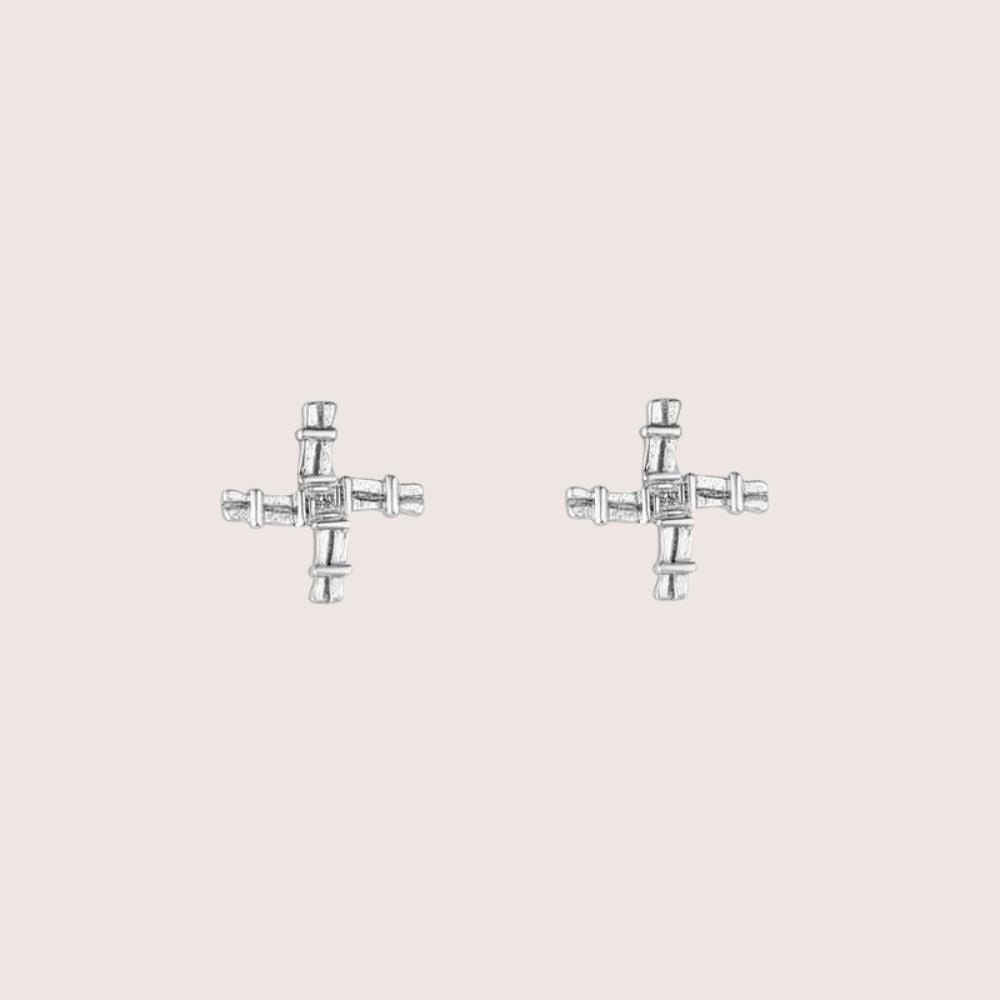 Acara Sterling Silver St Brigid's Cross Stud Earrings