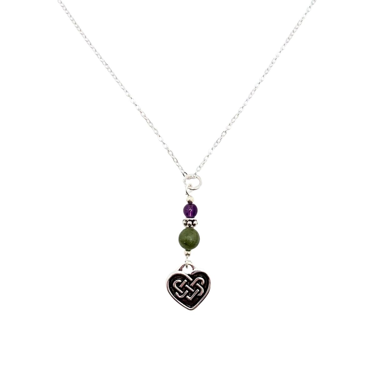 Amethyst and Connemara Celtic Heart Necklace - The Celtic Gift Store - Jewelry