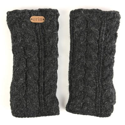 Aran Cable Knit Handwarmers - Charcoal - The Celtic Gift Store - Apparel & Accessories