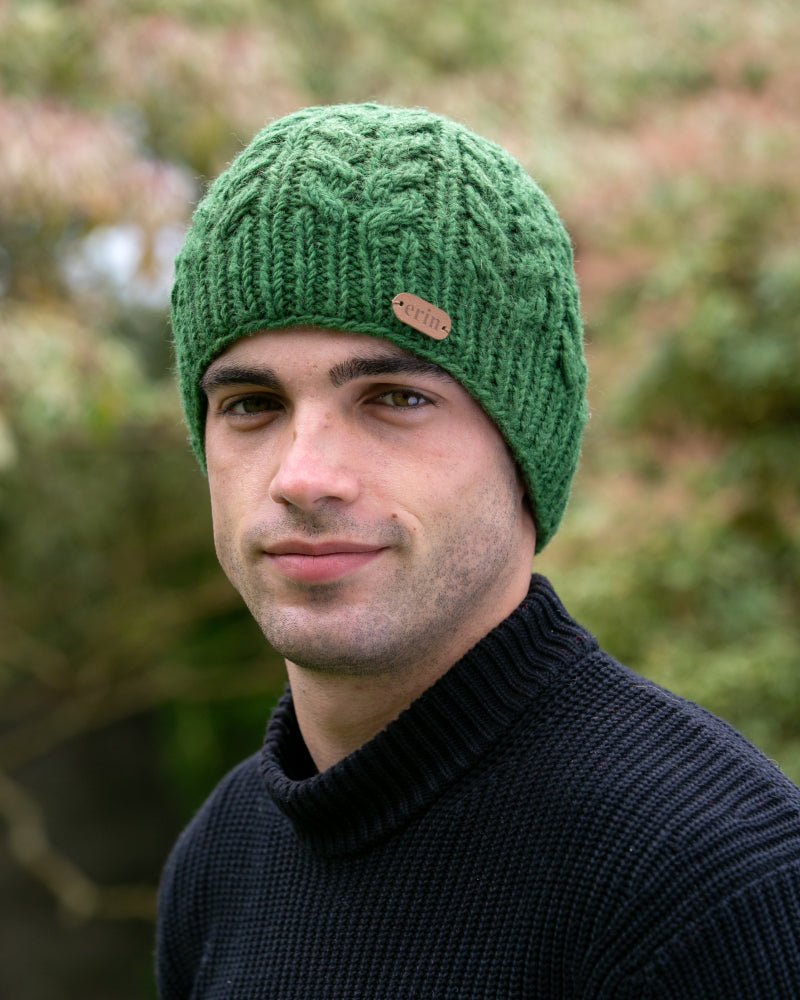 Aran Cable Pullon Hat - Green - The Celtic Gift Store - Clothing Accessories