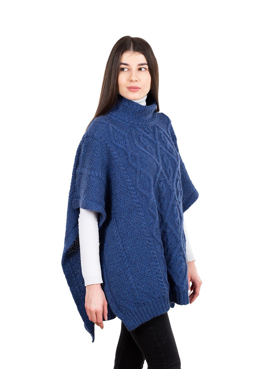 Aran Cowl Neck Irish Poncho - The Celtic Gift Store - 