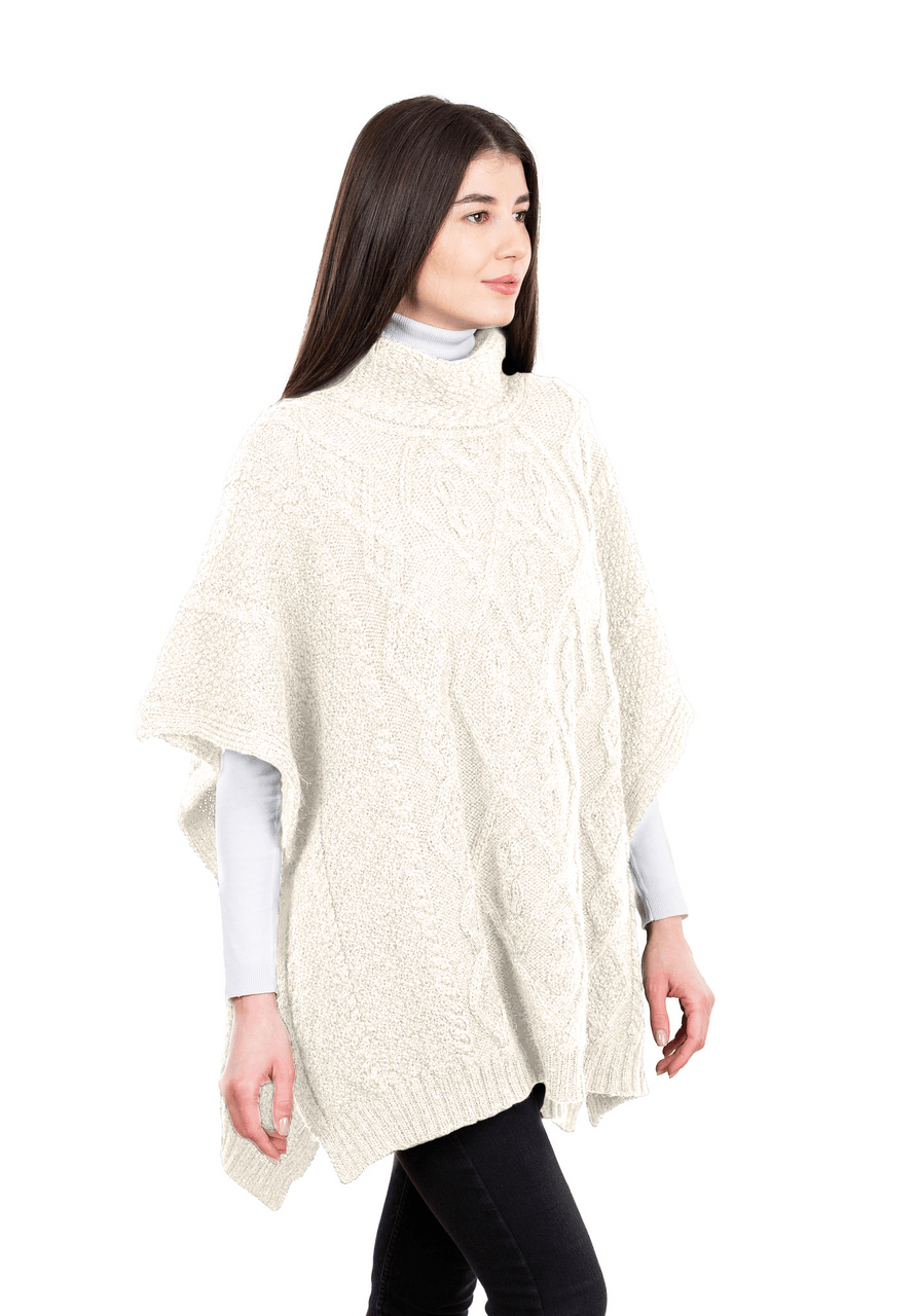 Aran Cowl Neck Irish Poncho - The Celtic Gift Store - 