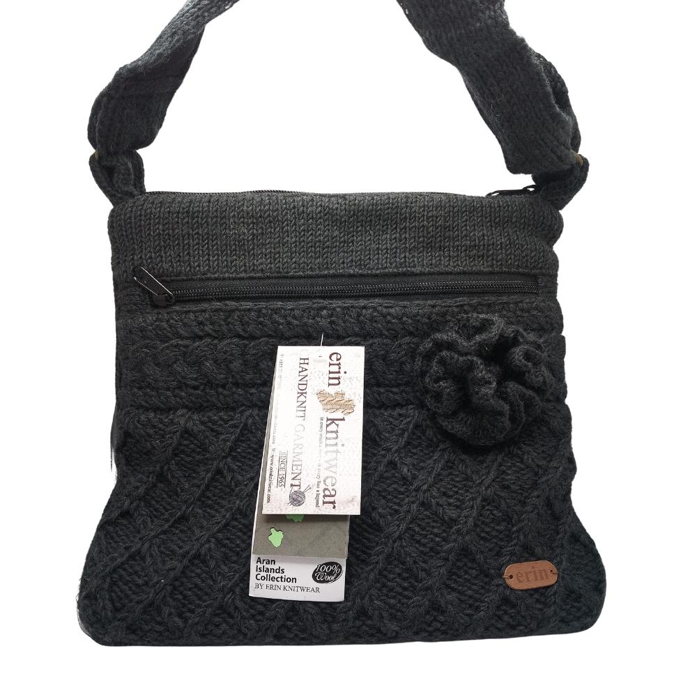 Aran Trellis Pattern Crossbody Bag Charcoal