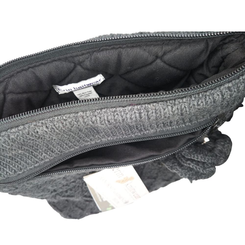 Aran Trellis Pattern Crossbody Bag Charcoal